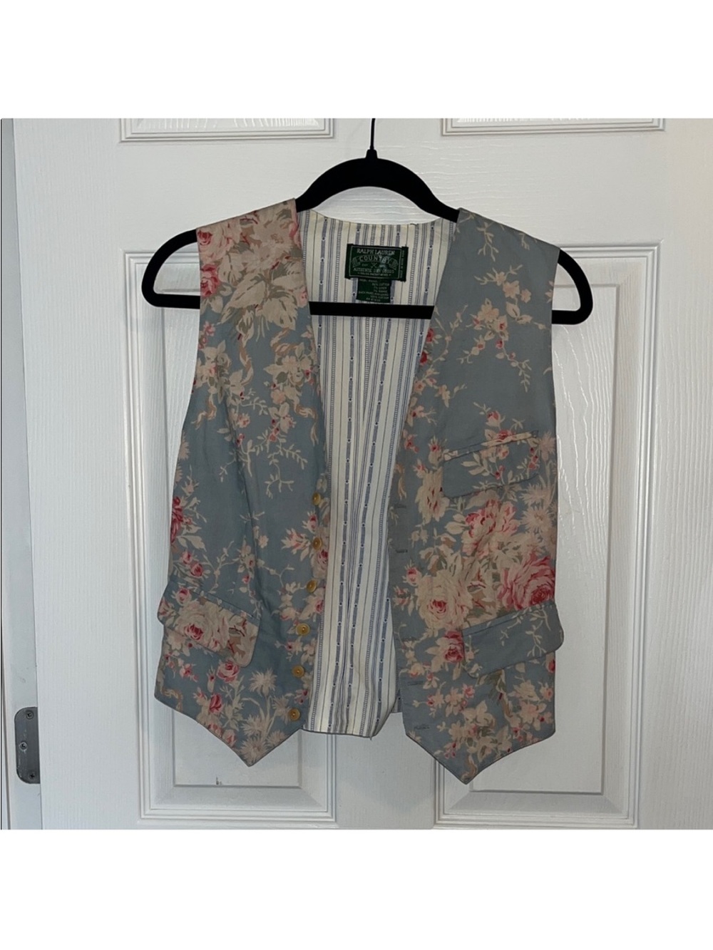 Vintage Ralph Lauren Country Floral Cotton Cottage core Vest - Blue